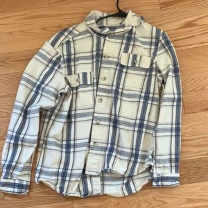 Two men’s medium flannel over shirts